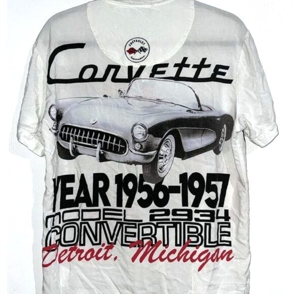 Vintage Chevrolet Corvette T-Shirt 1956-1957 Model S White & Red - Picture 3 of 5